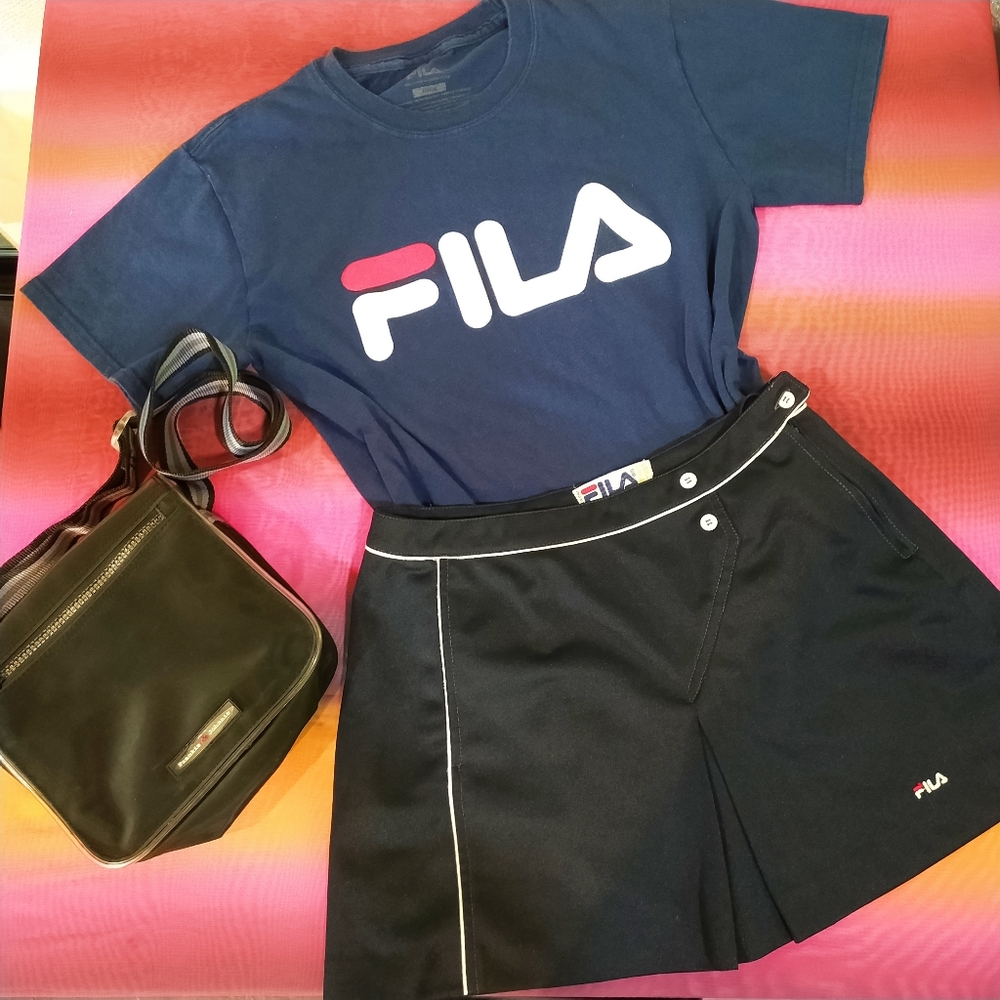 Y2K FILA T AND SKIRT + Frankie & Johnnie Bag Set!